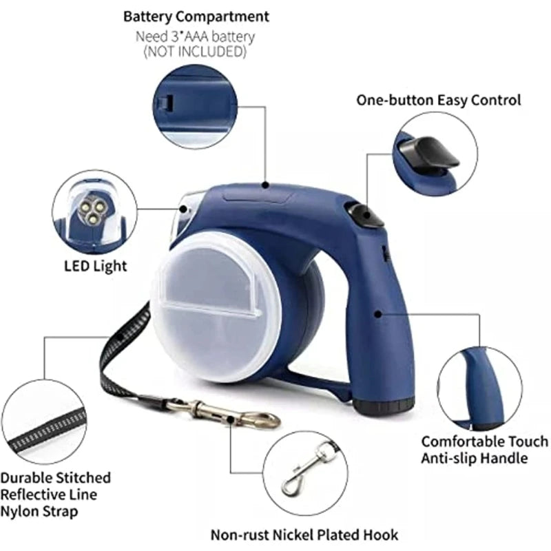 Retractable Dog Leash - With Bag Holder