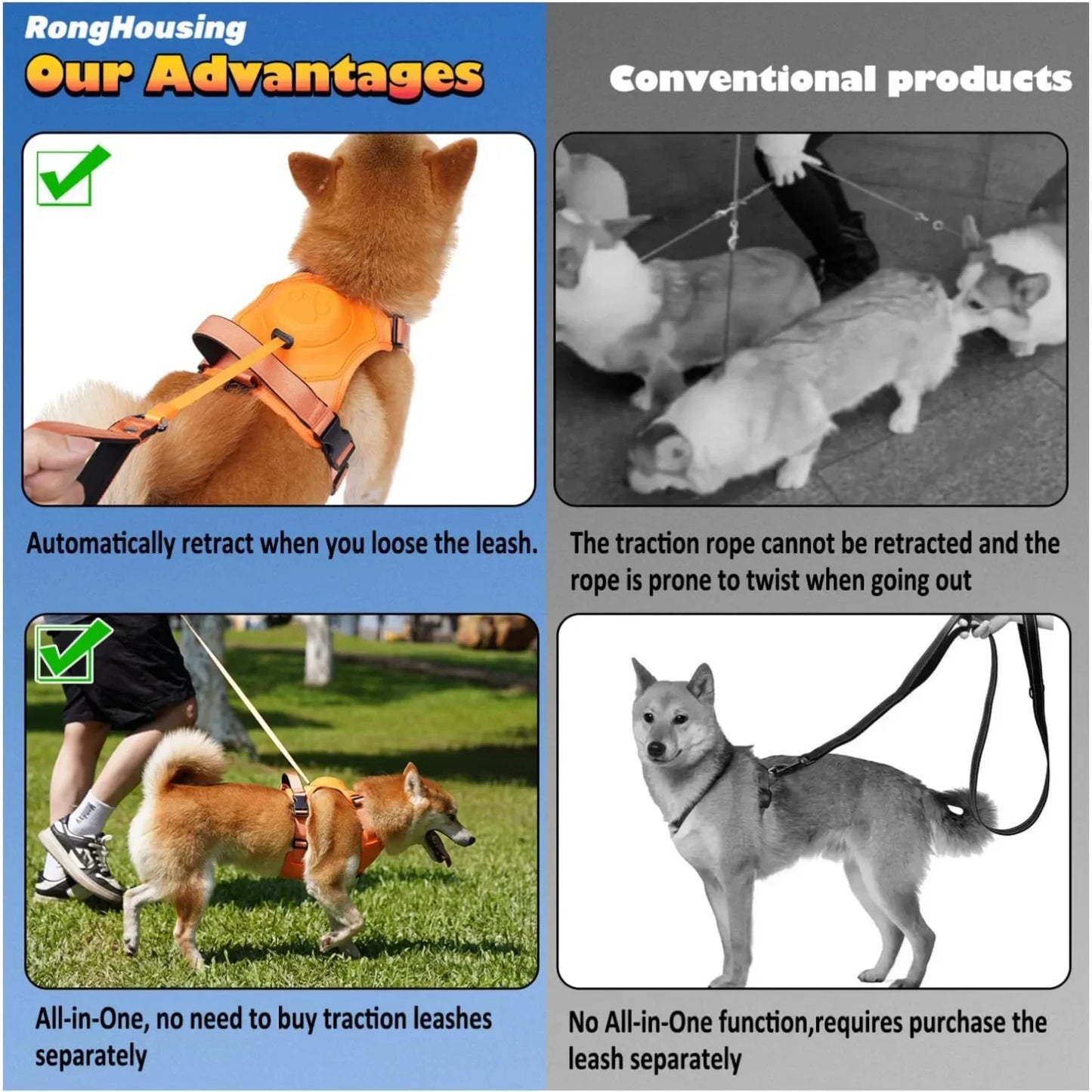 Flexible Dog Harness With Retractable Leash