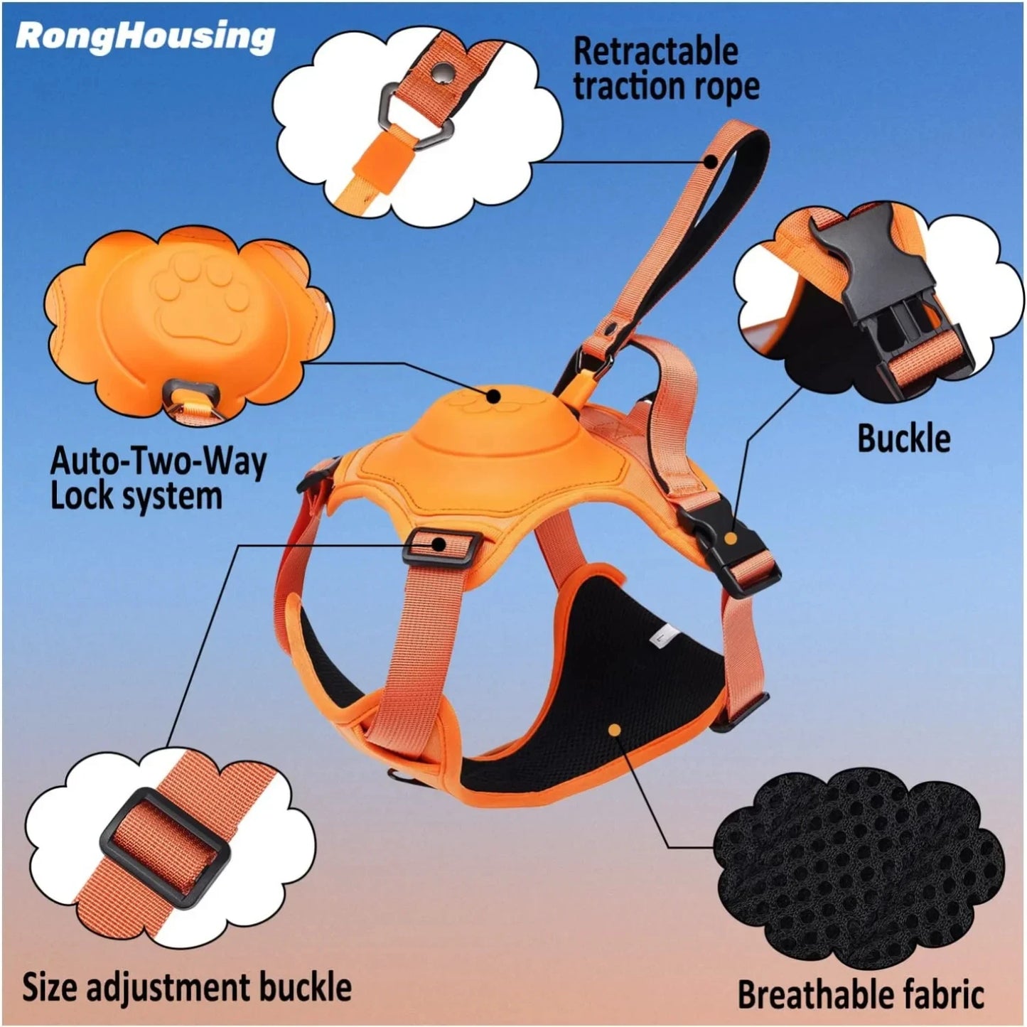 Flexible Dog Harness With Retractable Leash